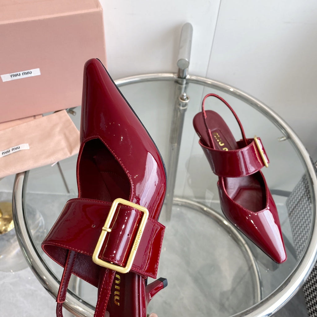 HIGH-SLINGBACK POINTED TOE SANDALS RUBY COWHIDE