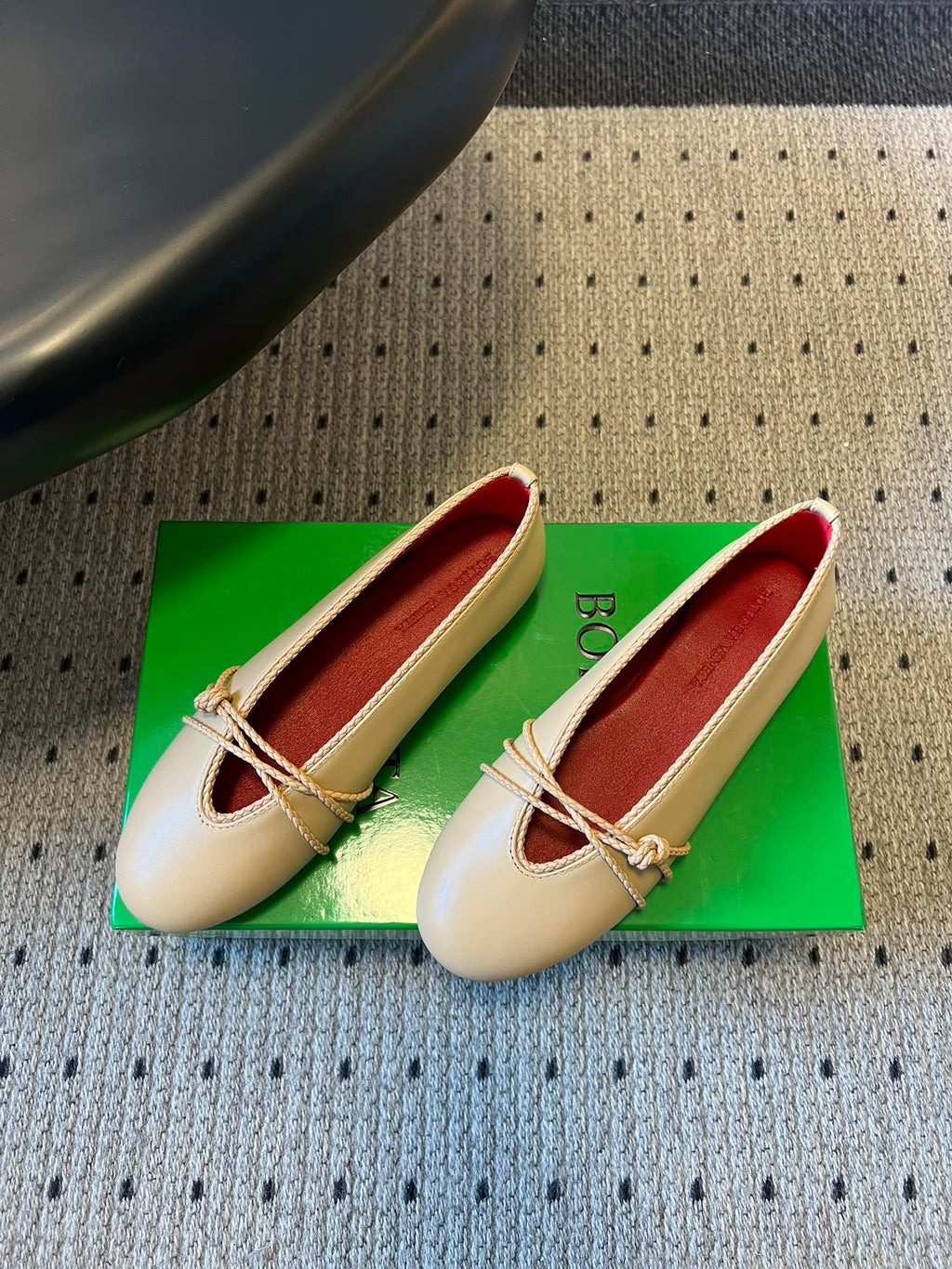 BOTTEGA VENETA 26S ESPADRILLE BALLET FLATS IN BEIGE LAMBSKIN