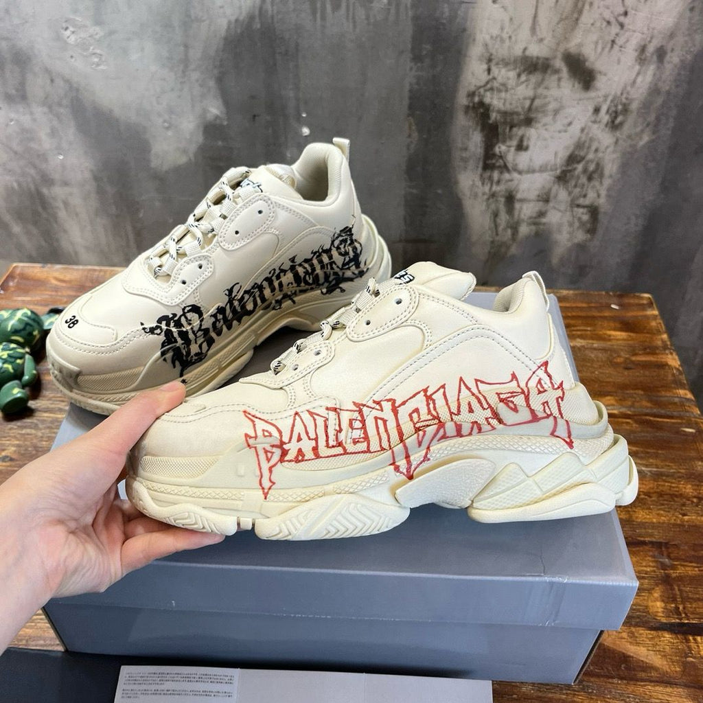 TRIPLE S SNEAKER DIY METAL IN WHITE CALFSKIN