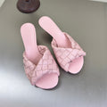 BOTTEGA VENETA BLINK HIGH 5 CM MULE IN LIGHT PINK INTRECCIATO LEATHER