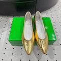 BOTTEGA VENETA 26S BALLET FLATS IN METALLIC GOLD CALFSKIN