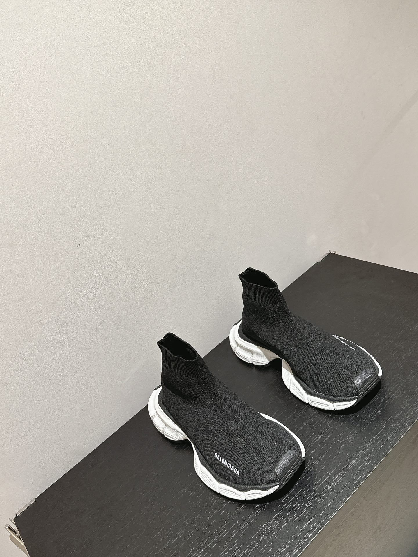 BALENCIAGA 25S SPEED TRAINER SNEAKERS 55 MM IN BLACK KNIT STYLE 1