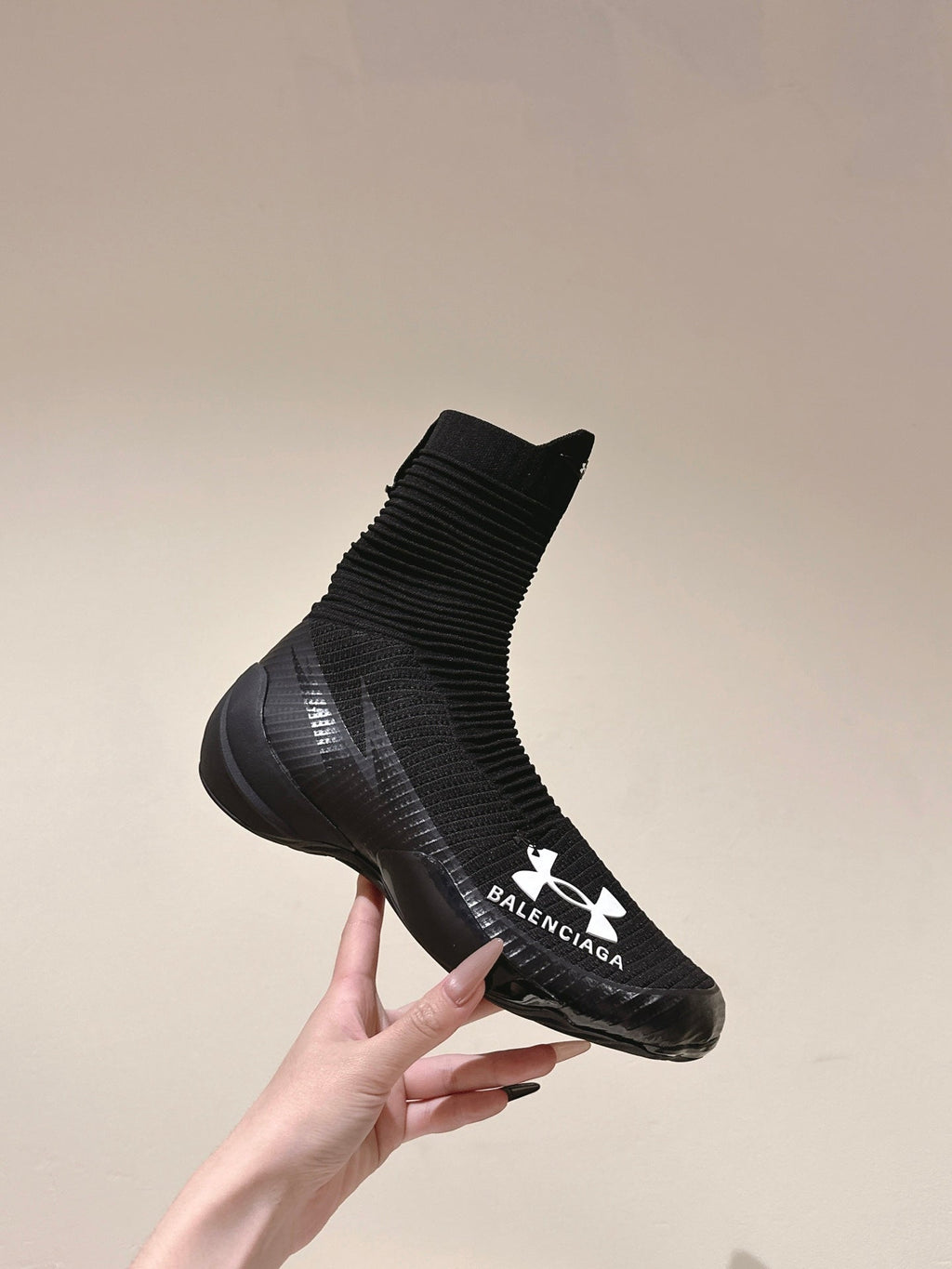 BALENCIAGA 25S HIGH-TOP SNEAKERS IN BLACK COTTON BLEND