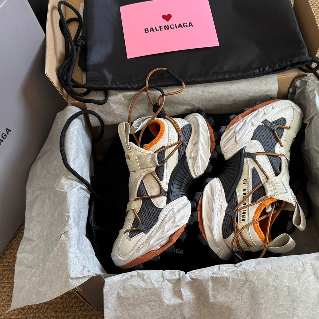 HIKE SNEAKER IN BEIGE AND ORANGE MESH, POLYURETHANE AND POLYESTER