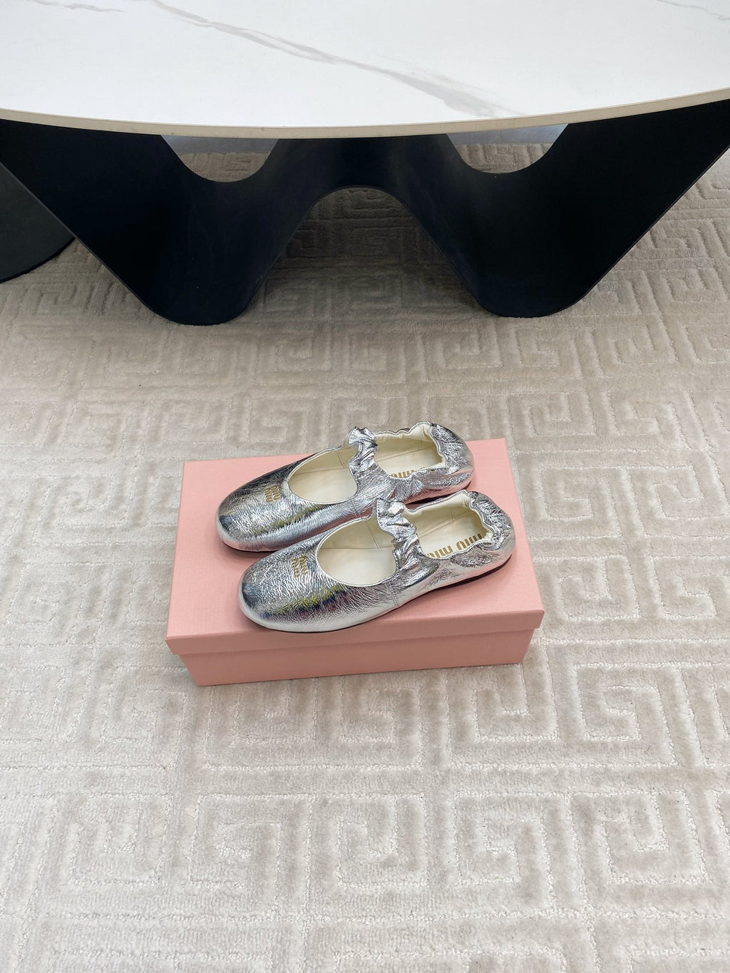 MARY JANE FLATS IN SILVER METALLIC SMOOTH LAMBSKIN