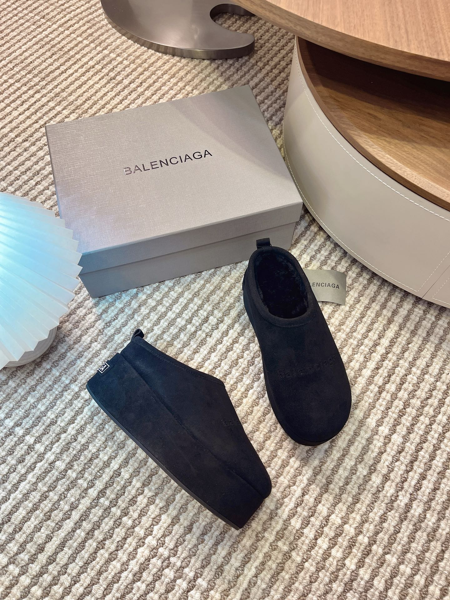 BALENCIAGA 25S AURALEE SLIP-ON 50 MM IN BLACK SUEDE