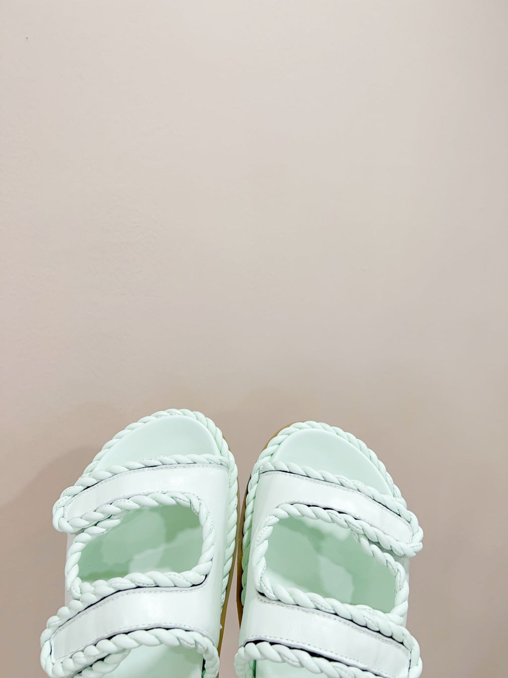 BOTTEGA VENETA REFINED DAD SANDAL IN PISTACHIO GREEN LAMBSKIN MULE