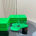BOTTEGA VENETA MARELLA THONG IN SHAMROCK GREEN LEATHER WITH SIGNATURE INTRECCIATO INSOLE 55 MM