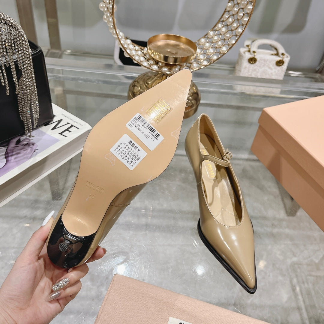Slingback Shoes Beige Cream Color Beads