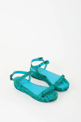 Blue & Green Marble Printed Platform Sandal