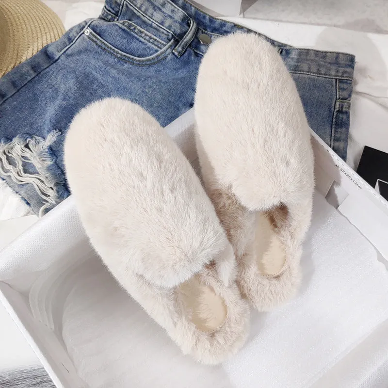 Faux-Fur Mule Slippers for Women