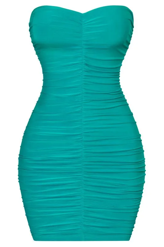Polly Ruched Tube Mini Dress