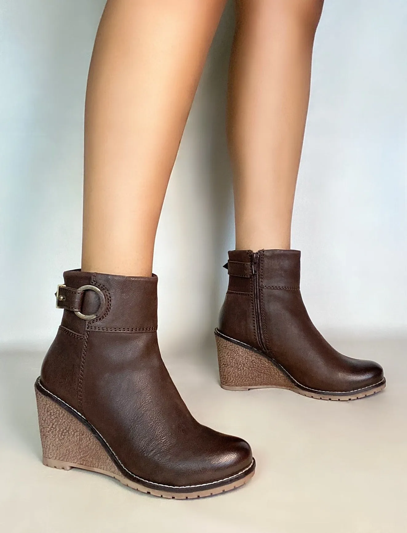 Sophie Brown Wedge Bootie